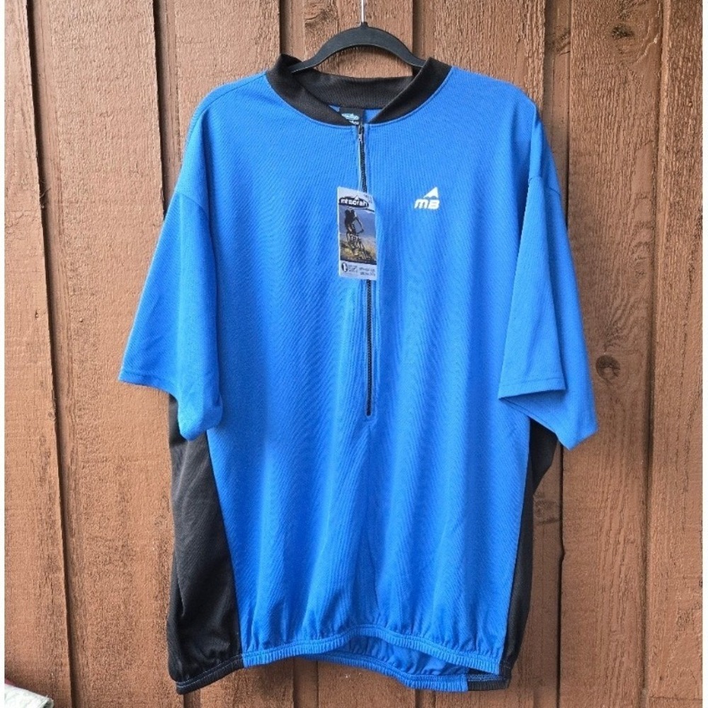 Mt. Borah Men's 4XL Micro Cycling Jersey Royal‎ Blue NWT Short Sleeve 1/4 Zip